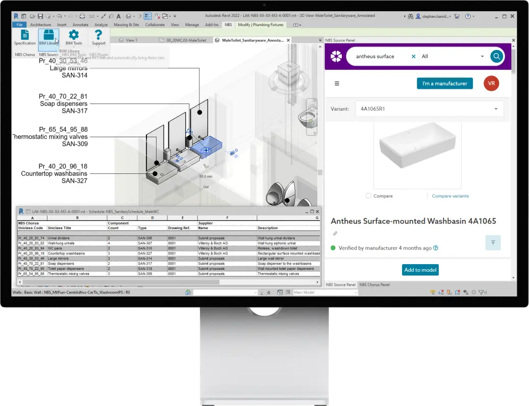 Preview of the Plug-in in use inside Revit