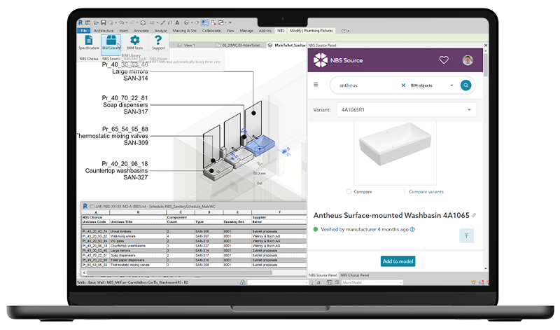 Preview of the NBS Plug-in interacting with Revit